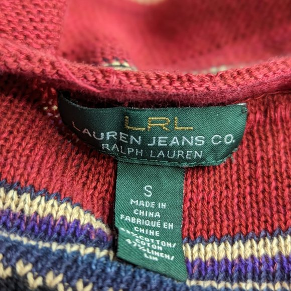 LRL Lauren Ralph Lauren Red Striped Sweater Size Small - Picture 8 of 9